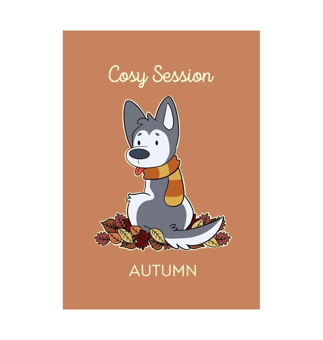 White Autumn A4 Dog Print Husky