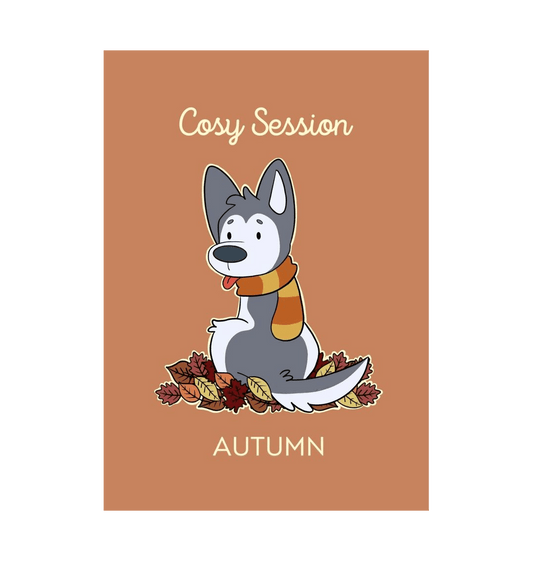 White Autumn A4 Dog Print Husky