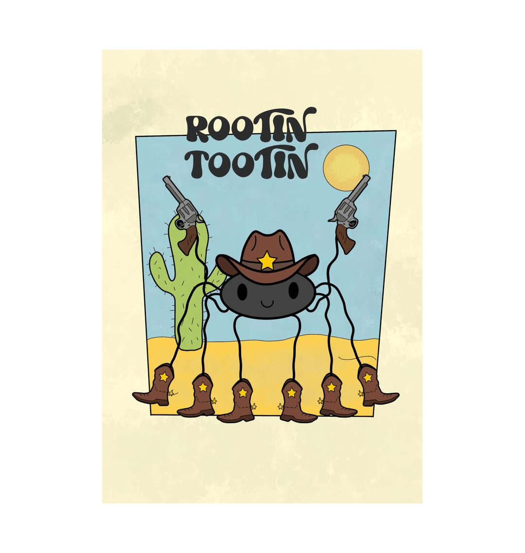 White \u2018Rootin Tootin\u2019 Art print A4