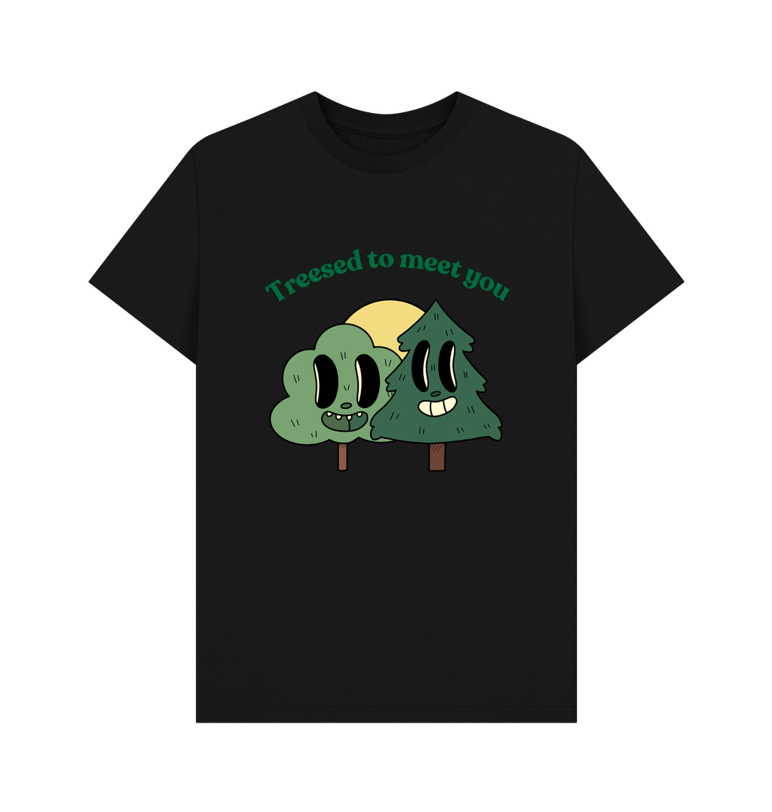 Black \u2018Treesed To Meet You\u2019 organic cotton t-shirt