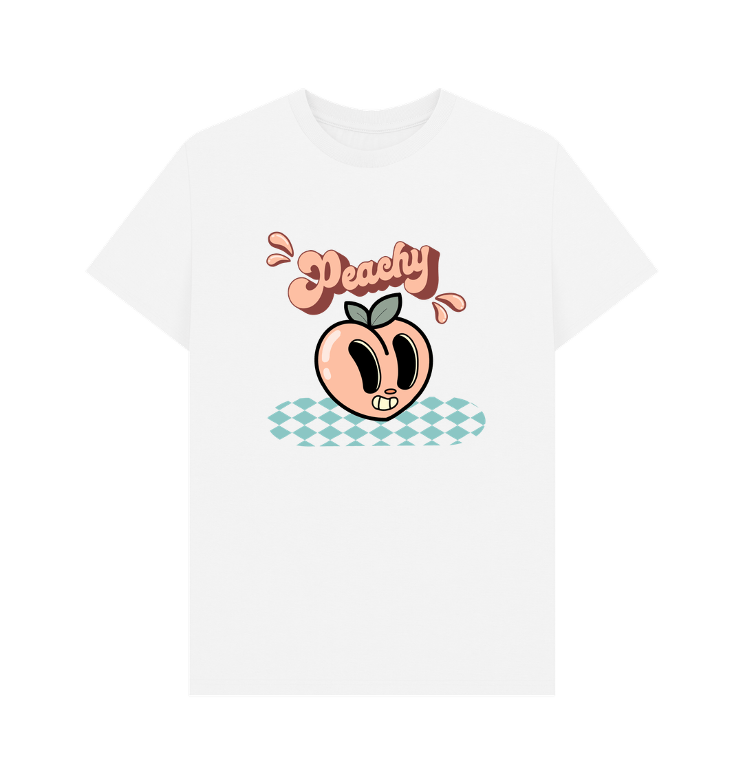 White \u2018Peachy\u2019 organic cotton t-shirt