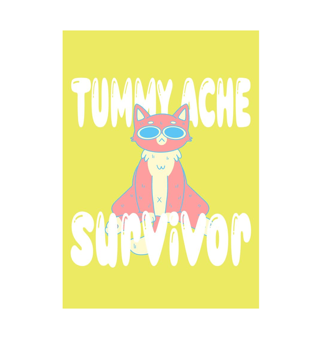 White \u2018Tummy Ache Survivor\u2019 Art print A3