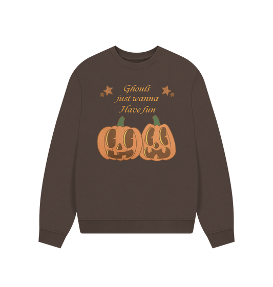 Chocolate \u2018Ghouls just wanna have fun\u2019 Organic Cotton Jumper