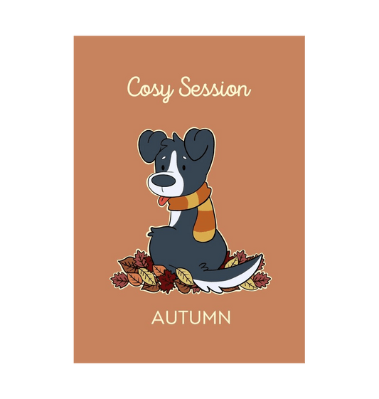 White Autumn A4 Dog Print  Border Collie