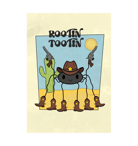 White \u2018Rootin Tootin\u2019 Art print A3