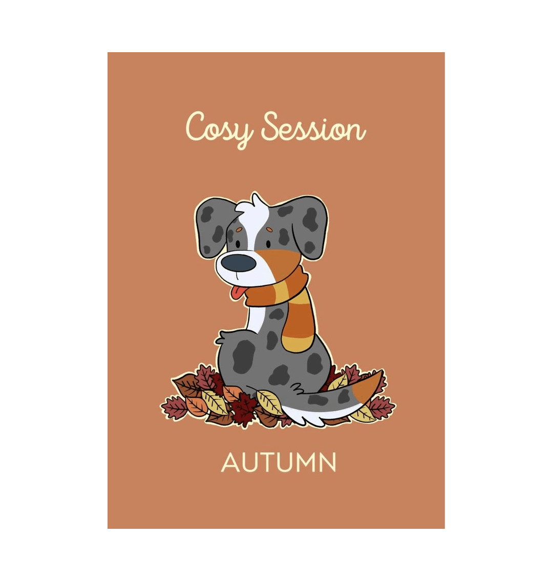 White Autumn A4 Dog Print  Australian Shepard