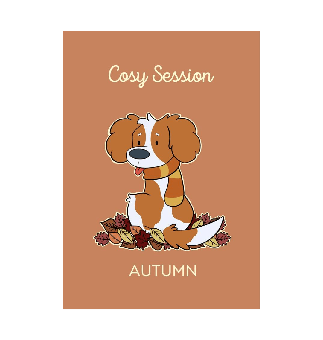 White Autumn A4 Dog Print  King Charles Cavalier