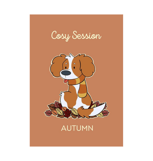 White Autumn A4 Dog Print  King Charles Cavalier