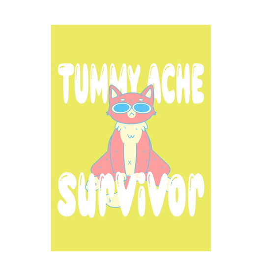 White \u2018Tummy Ache Survivor\u2019 Art print A5