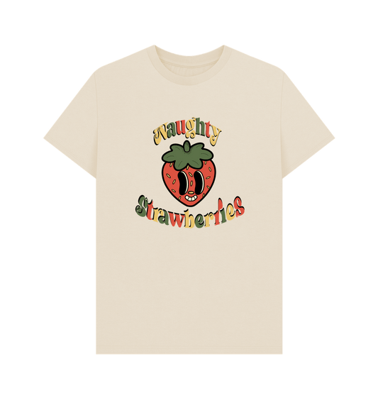 Oat \u2018Naughty Strawberries\u2019 Large print organic cotton t-shirt