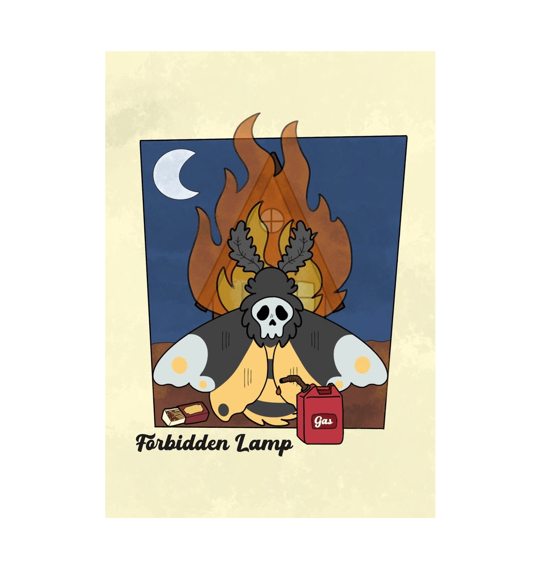 White \u2018Forbidden Lamp\u2019 Art print A5